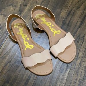QUPID open toe sling back flat sandal